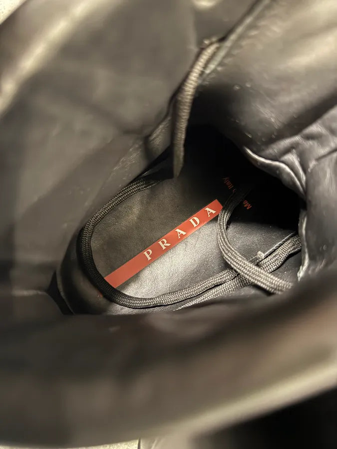 2000s Prada Black Linea Rossa Leather Premium Boots (43eu/us9.5) nkLGYQb 8