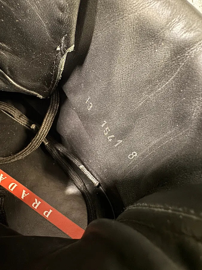 2000s Prada Black Linea Rossa Leather Premium Boots (43eu/us9.5) nkLGYQb 9