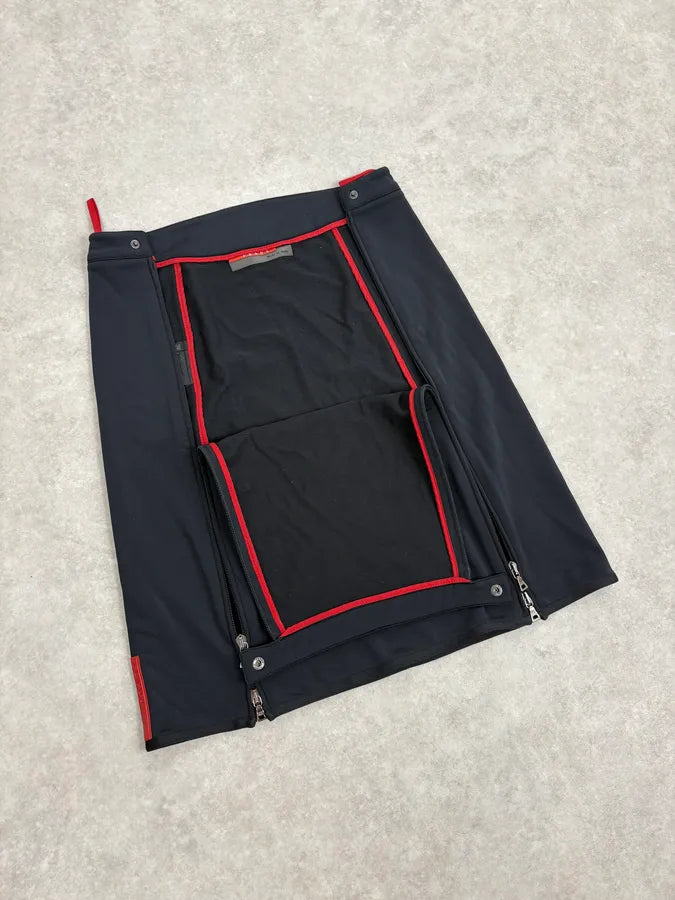 2000s Prada Black Linea Rossa Multi Zips Skirt cvfZTru 7