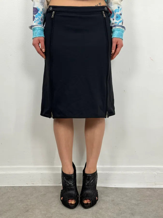 2000s Prada Black Linea Rossa Multi Zips Skirt cvfZTru 1
