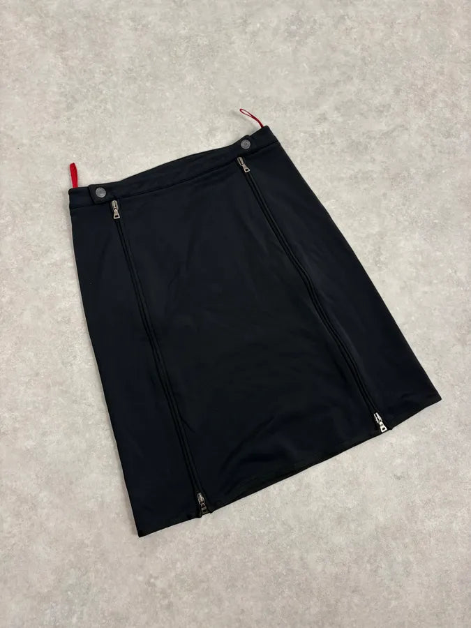 2000s Prada Black Linea Rossa Multi Zips Skirt cvfZTru 4