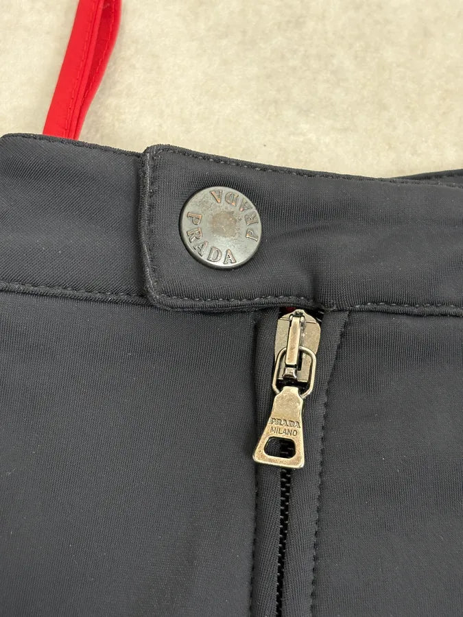 2000s Prada Black Linea Rossa Multi Zips Skirt cvfZTru 9