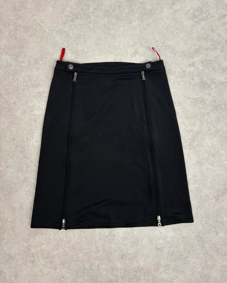 2000s Prada Black Linea Rossa Multi Zips Skirt cvfZTru 0