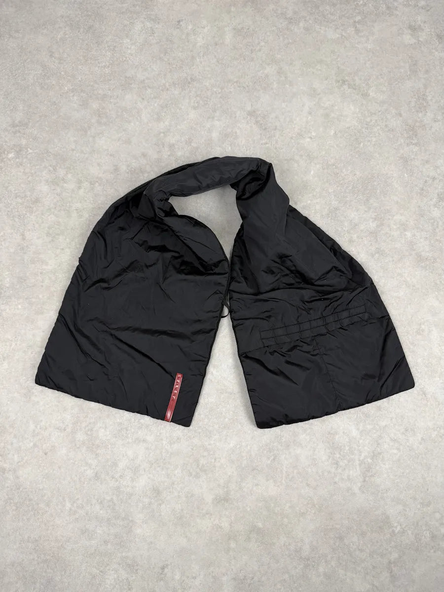2000s Prada Black Linea Rossa Nylon Scarf vijqtLu 0