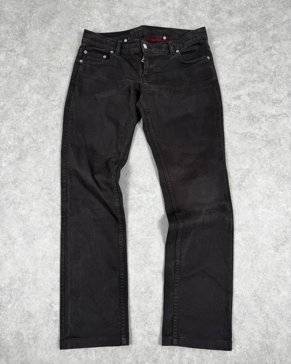 2000s Prada Dark Brown Black Slim Denim Jeans njuUUhP 0