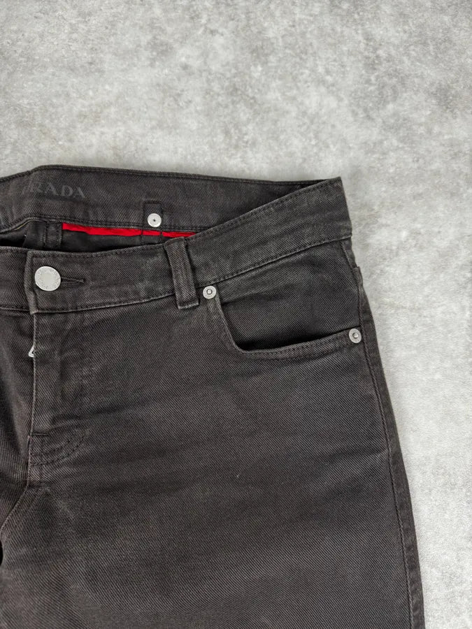 2000s Prada Dark Brown Black Slim Denim Jeans njuUUhP 5