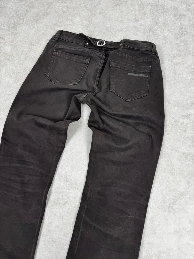 2000s Prada Dark Brown Black Slim Denim Jeans njuUUhP 3