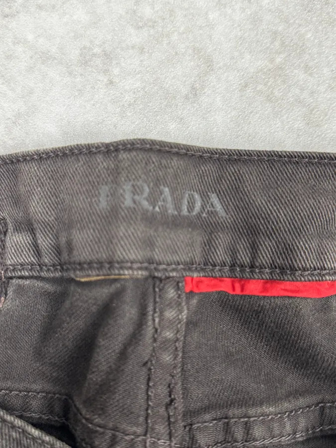 2000s Prada Dark Brown Black Slim Denim Jeans njuUUhP 7