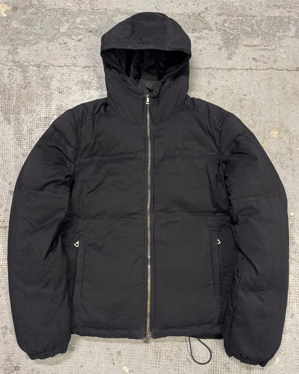 2000s Prada Black Linea Rossa Puffer Hooded Jacket (L) KenrXdq 0