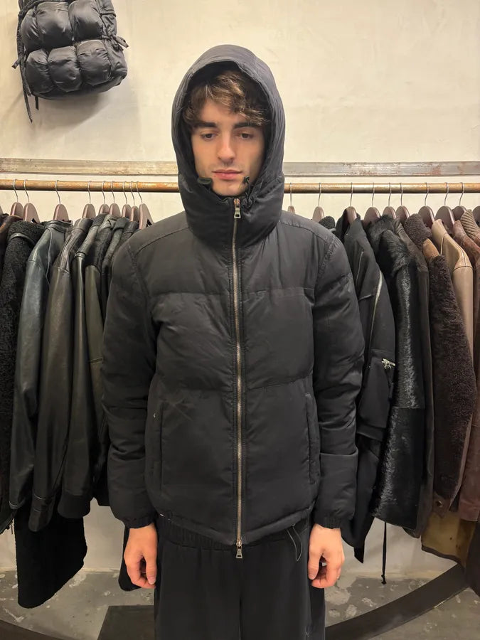 2000s Prada Black Linea Rossa Puffer Hooded Jacket KenrXdq 1