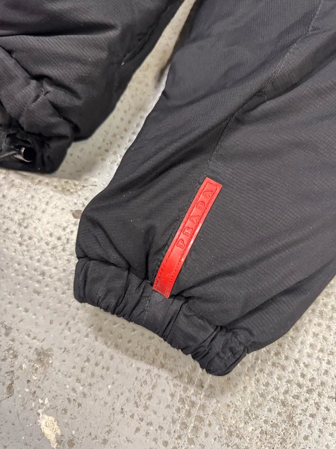 2000s Prada Black Linea Rossa Puffer Hooded Jacket (L) KenrXdq 3
