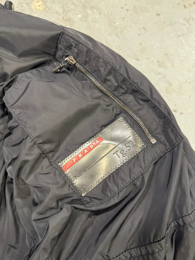 2000s Prada Black Linea Rossa Puffer Hooded Jacket KenrXdq 7