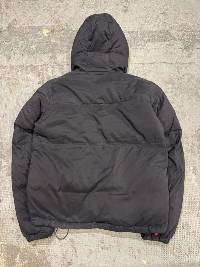 2000s Prada Black Linea Rossa Puffer Hooded Jacket KenrXdq 9