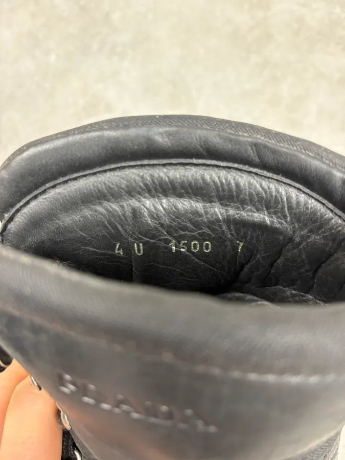 2000s Prada Black Metallic Leather Boots ksgKHMq 9