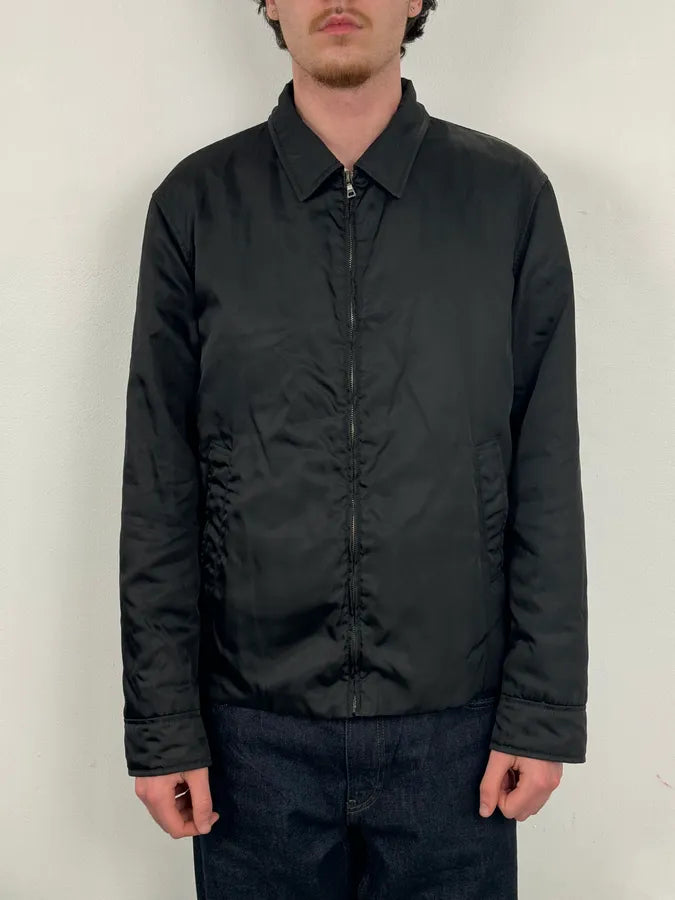 2000s Prada Black Minimal Nylon Bomber Jacket OtJMjdu 1