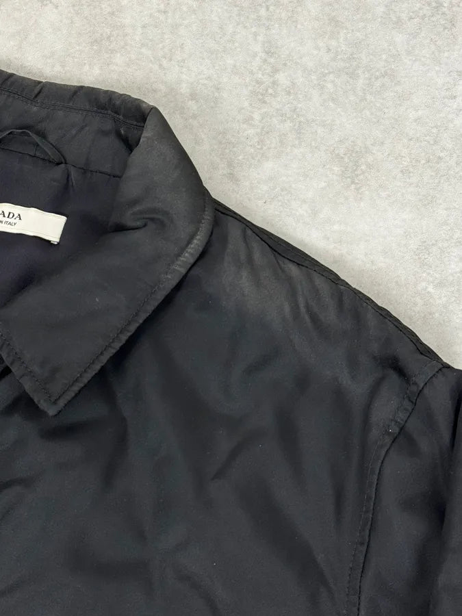 2000s Prada Black Minimal Nylon Bomber Jacket OtJMjdu 7