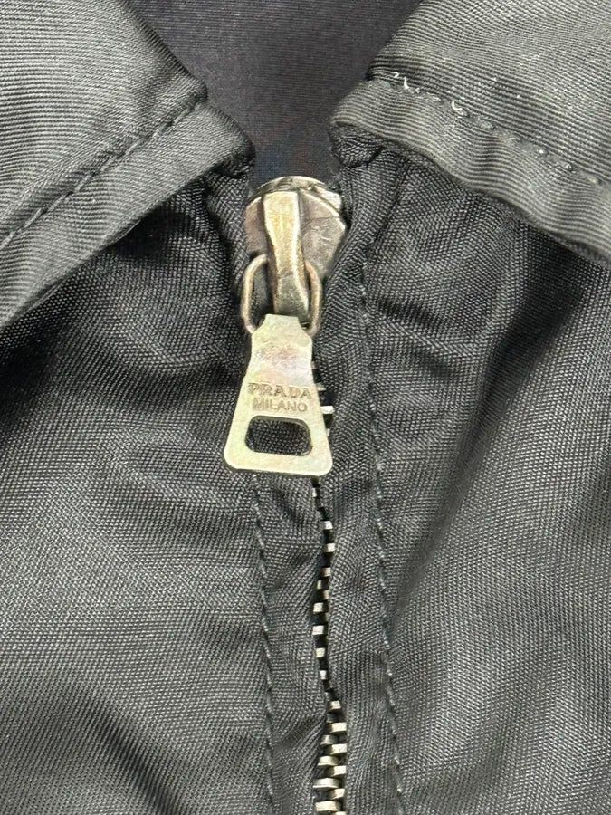 2000s Prada Black Minimal Nylon Bomber Jacket OtJMjdu 8