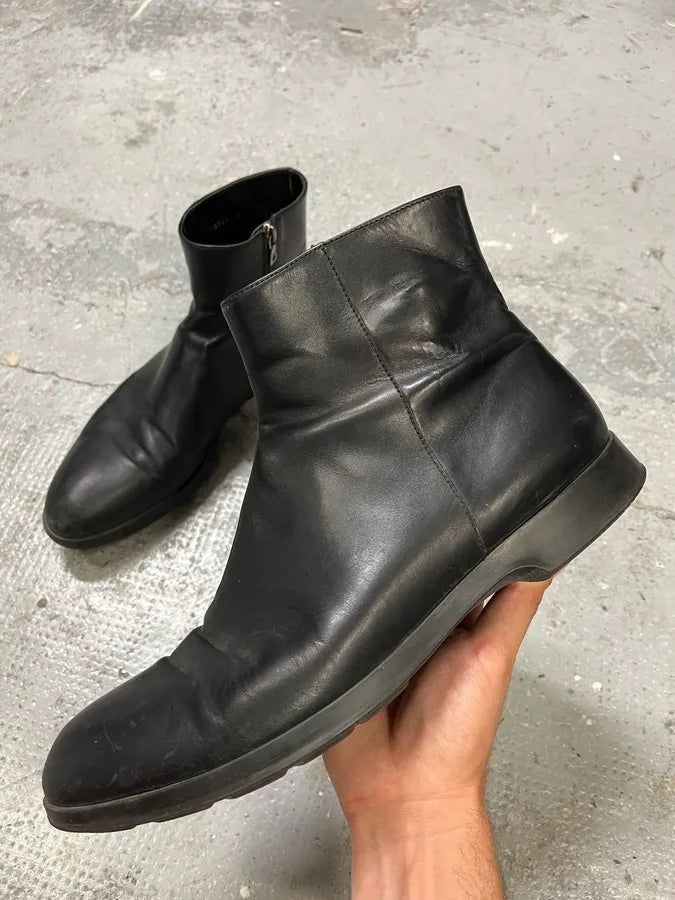 2000s Prada Black Minimalist Biker Cowboy Leather Boots (43eu/us9.5) mpTyAEy 0