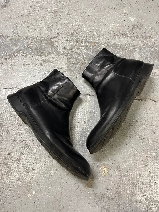 2000s Prada Black Minimalist Biker Cowboy Leather Boots (43eu/us9.5) mpTyAEy 1