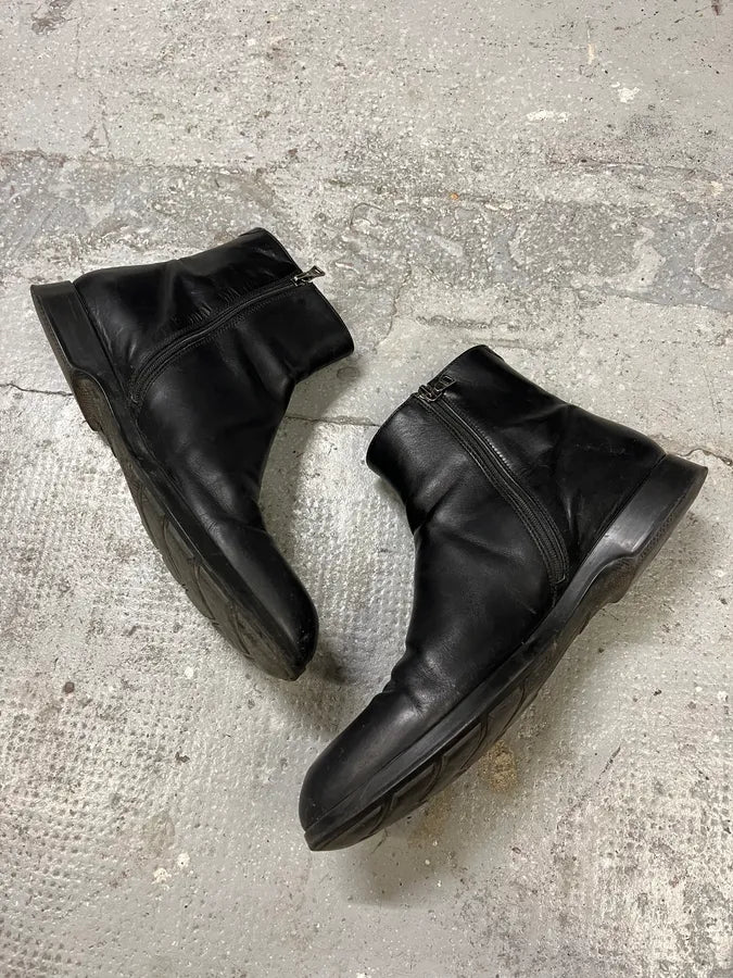 2000s Prada Black Minimalist Biker Cowboy Leather Boots (43eu/us9.5) mpTyAEy 2