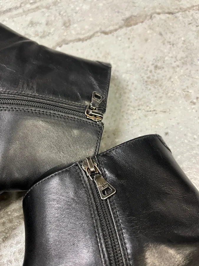 2000s Prada Black Minimalist Biker Cowboy Leather Boots (43eu/us9.5) mpTyAEy 3