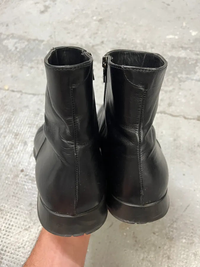2000s Prada Black Minimalist Biker Cowboy Leather Boots (43eu/us9.5) mpTyAEy 5