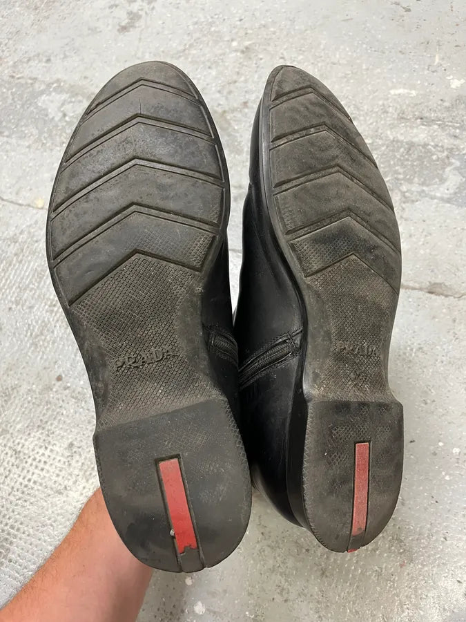 2000s Prada Black Minimalist Biker Cowboy Leather Boots (43eu/us9.5) mpTyAEy 6