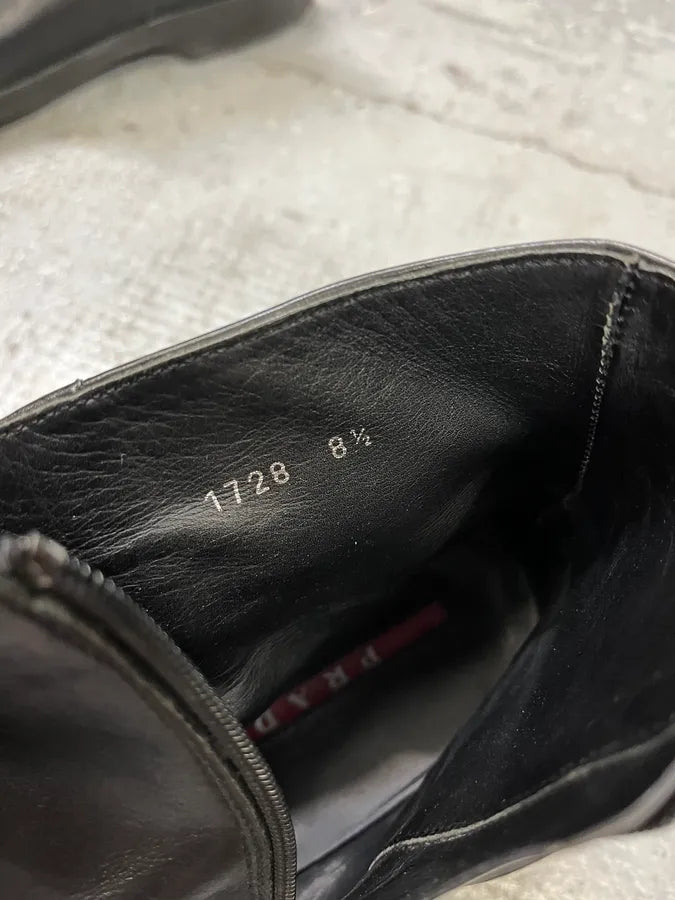 2000s Prada Black Minimalist Biker Cowboy Leather Boots (43eu/us9.5) mpTyAEy 7