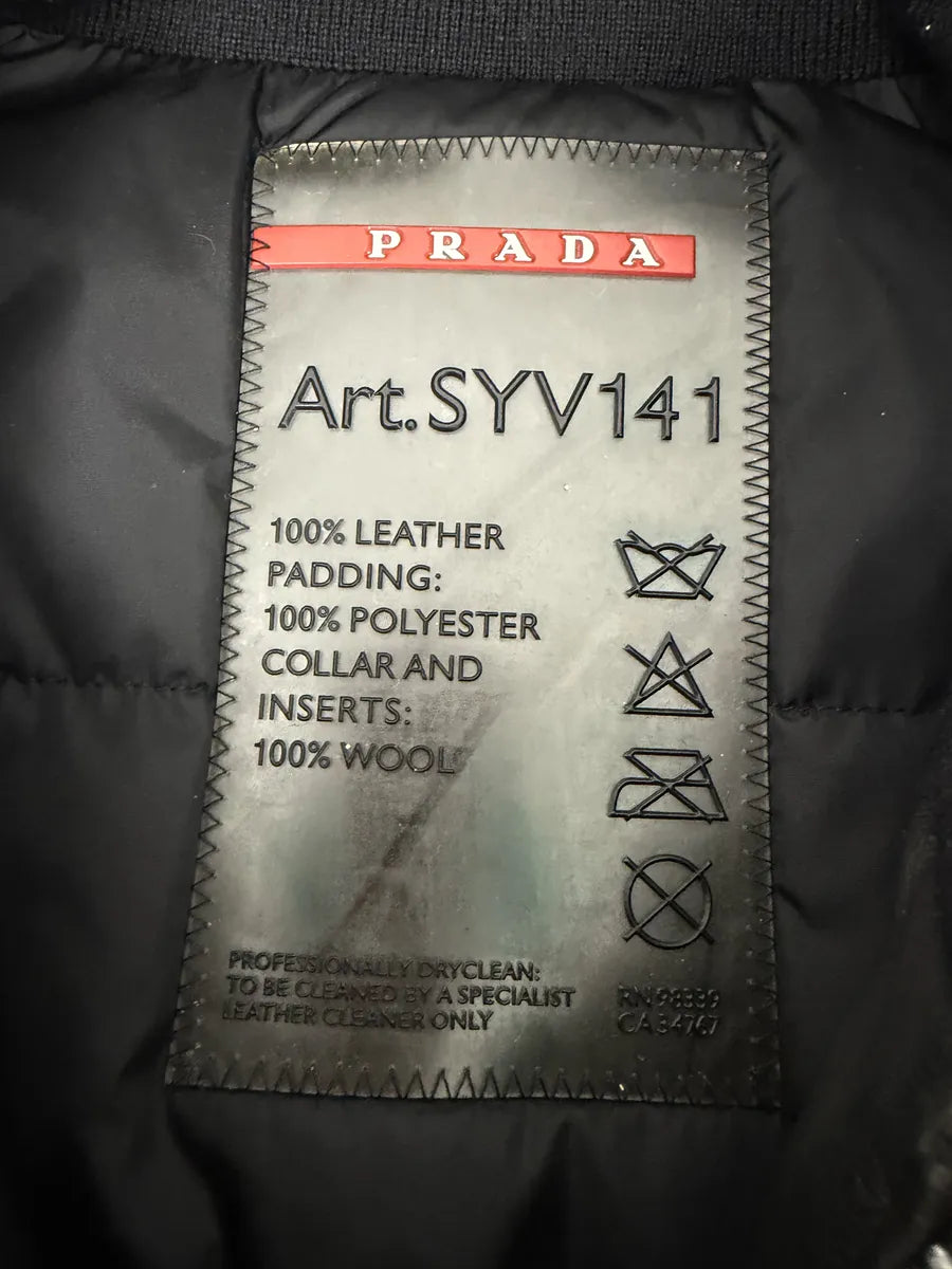 2000s Prada Black Minimalist Biker Leather Jacket MTQTyvZ 10