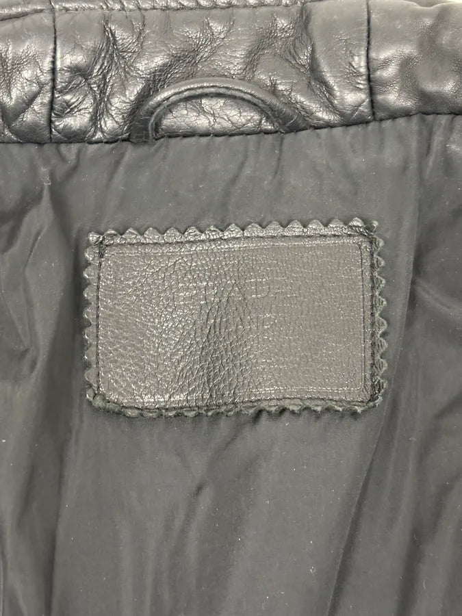 AW1999 Prada Black Minimalist Biker Leather Jacket VKjPDUE 9