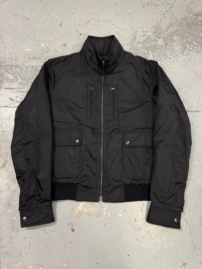 2000s Prada Black Minimalist Bomber Jacket xfawAVc 0