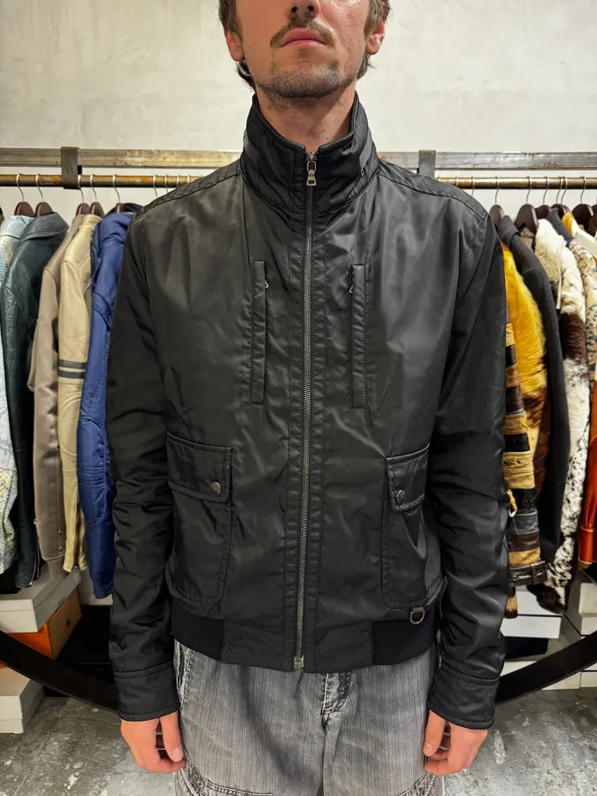 2000s Prada Black Minimalist Bomber Jacket xfawAVc 1