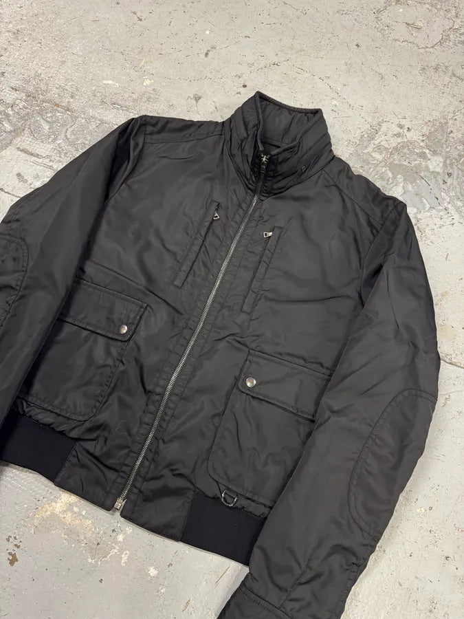 2000s Prada Black Minimalist Bomber Jacket xfawAVc 3
