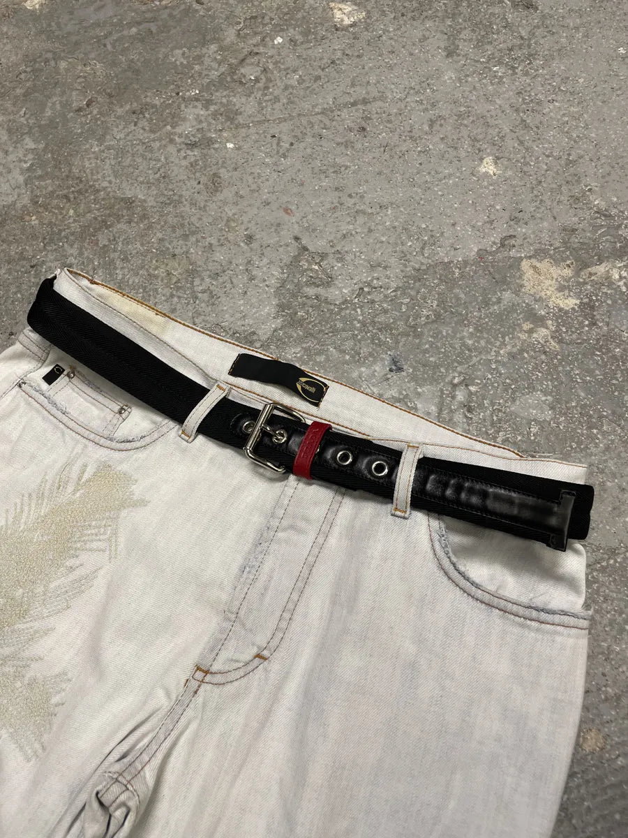 2000s Prada Black Minimalist Hybrid Leather Belt (OS) 0