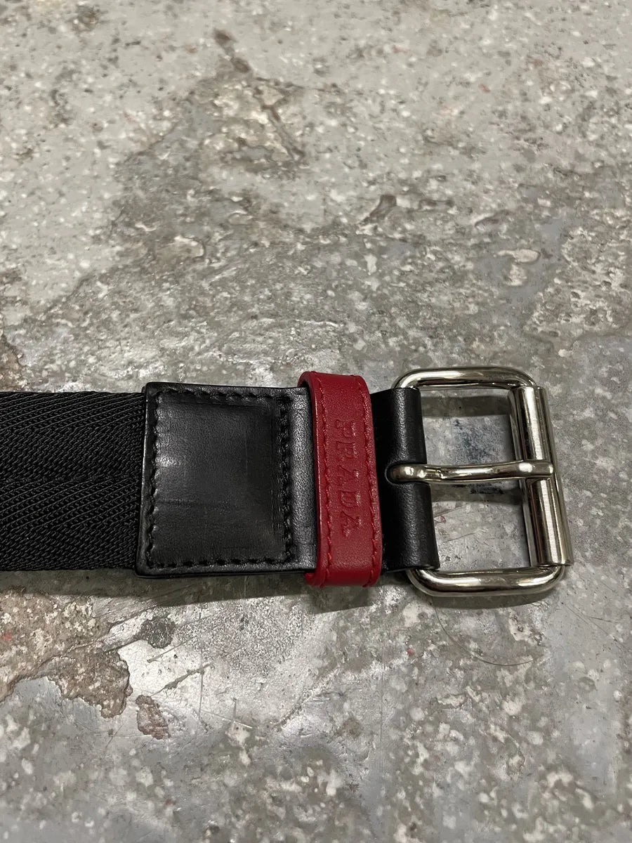 2000s Prada Black Minimalist Hybrid Leather Belt (OS) 2