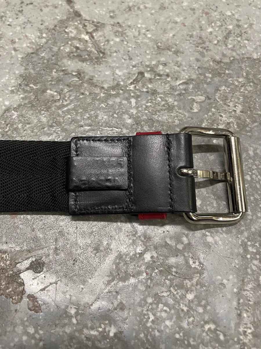 2000s Prada Black Minimalist Hybrid Leather Belt (OS) 3