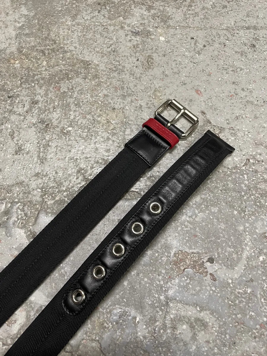 2000s Prada Black Minimalist Hybrid Leather Belt (OS) 4