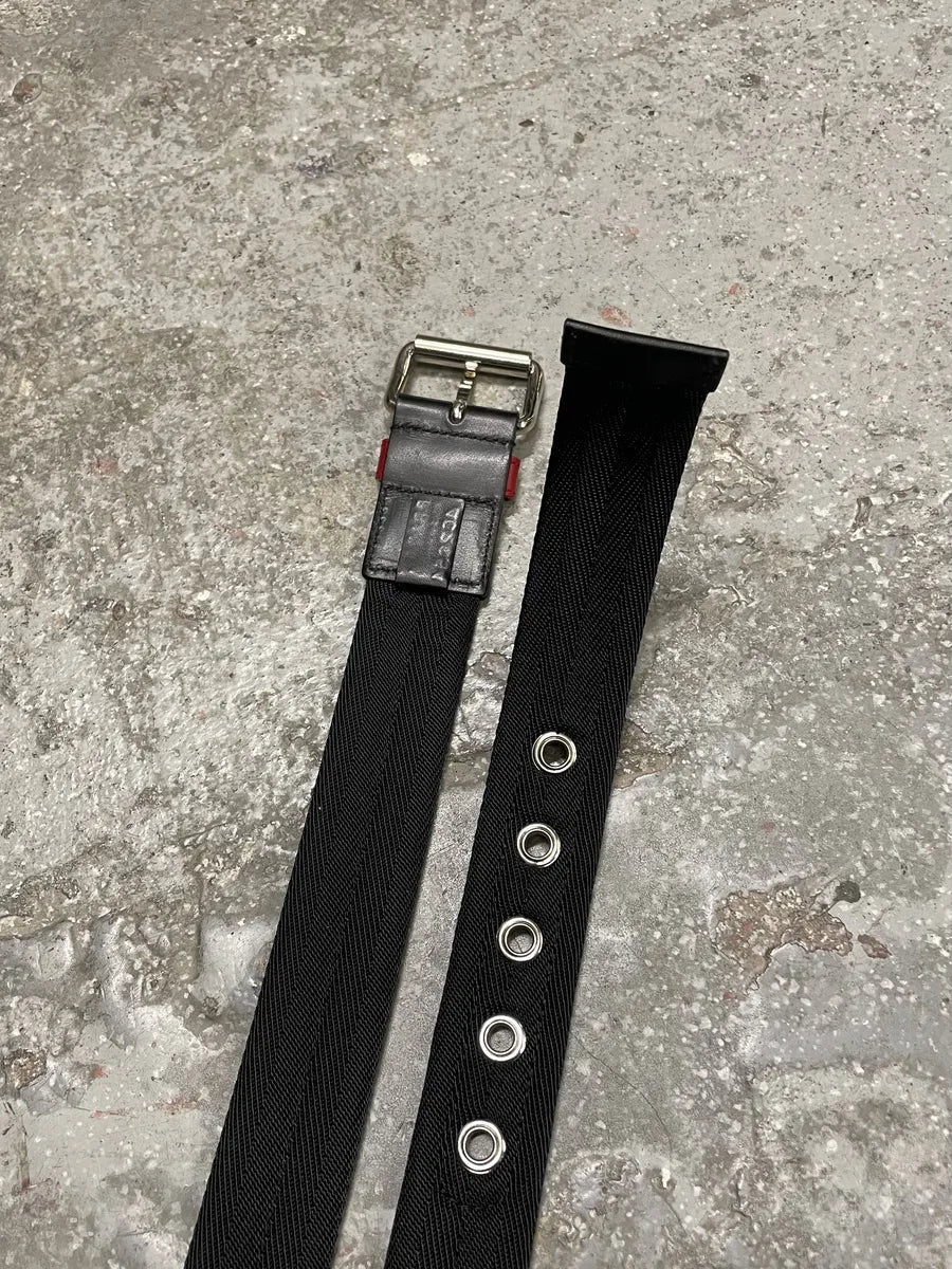 2000s Prada Black Minimalist Hybrid Leather Belt (OS) 5