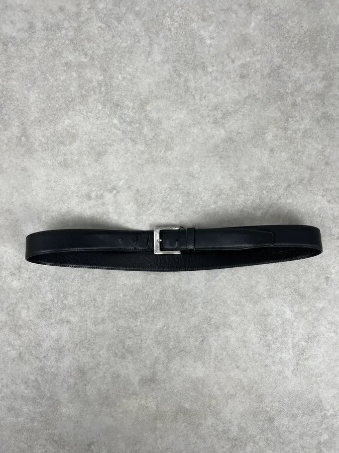2000s Prada Black Minimalist Leather Belt PDaCufU 2