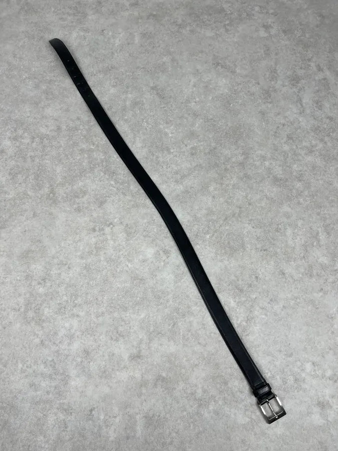 2000s Prada Black Minimalist Leather Belt PDaCufU 8