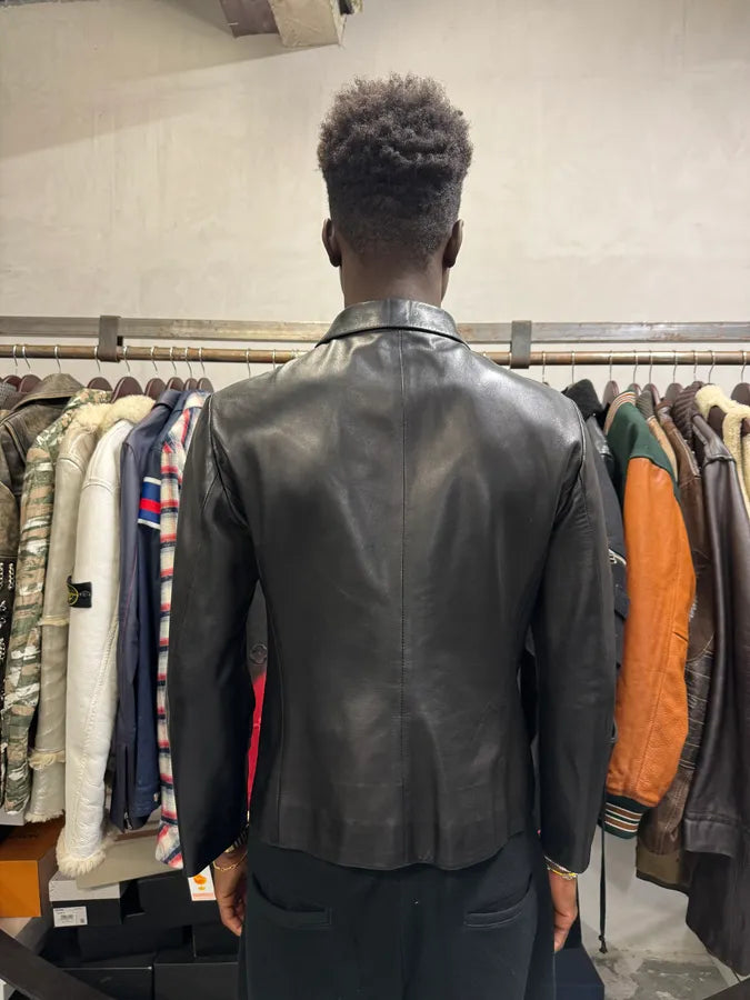 2000s Prada Black Minimalist Leather Jacket YEJtbmC 2