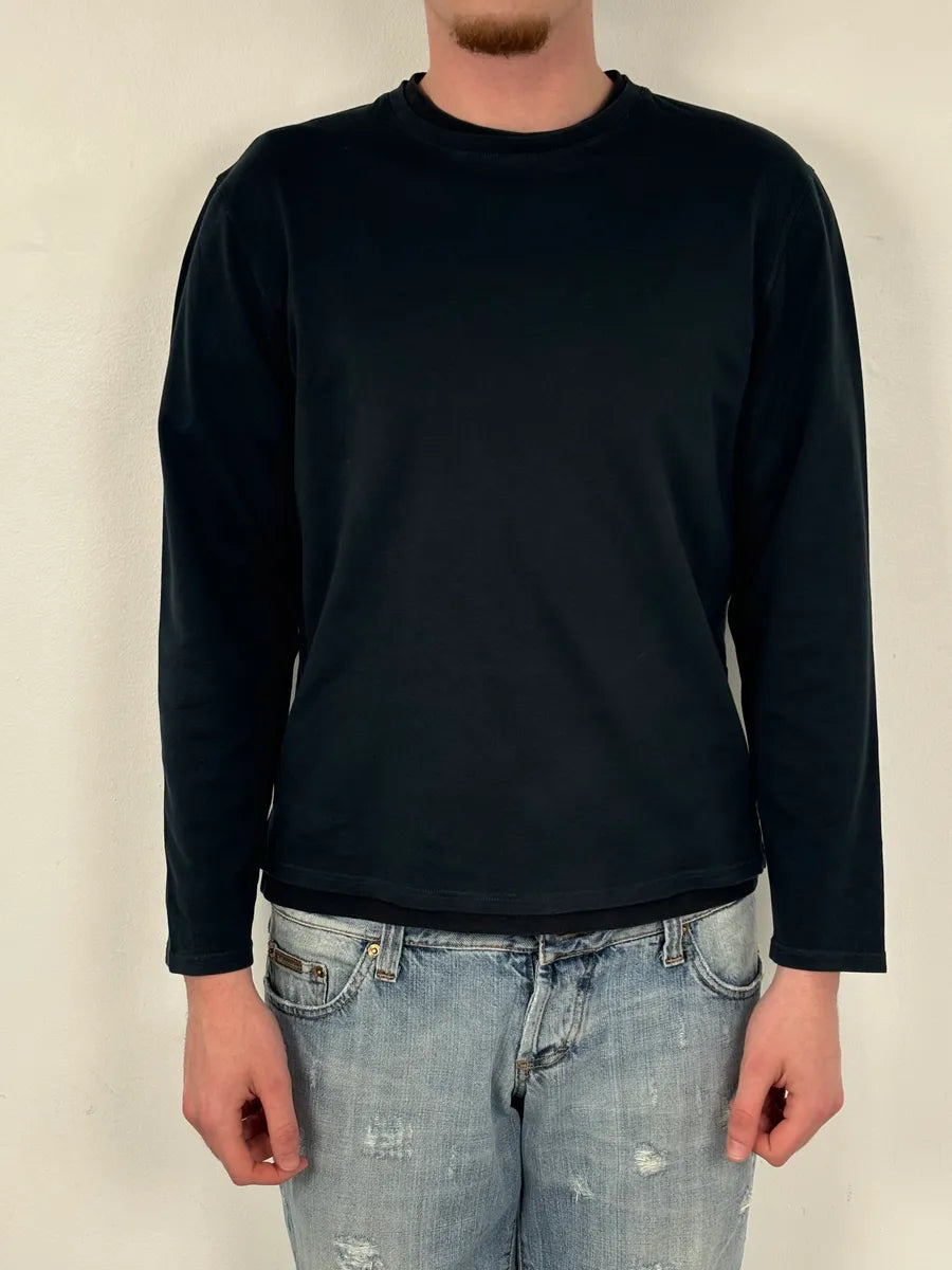2000s Prada Black Minimalist Longsleeve T-Shirt GoOPZng 1