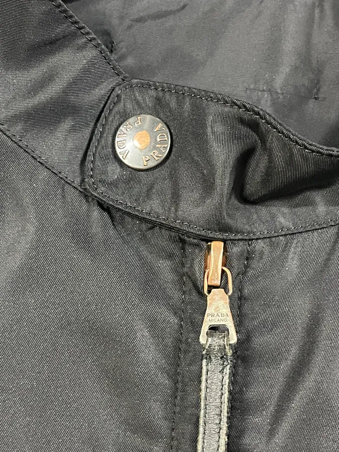 2000s Prada Black Minimalist Nylon Biker Jacket qOAHRLf 7