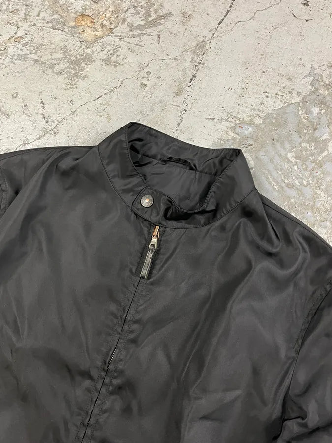 2000s Prada Black Minimalist Nylon Biker Jacket qOAHRLf 4