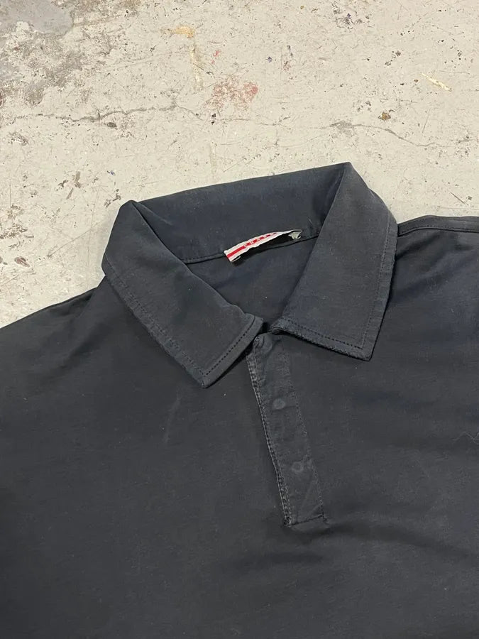 2000s Prada Black Linea Rossa Minimalist Polo Shirt UxvwtWF 3