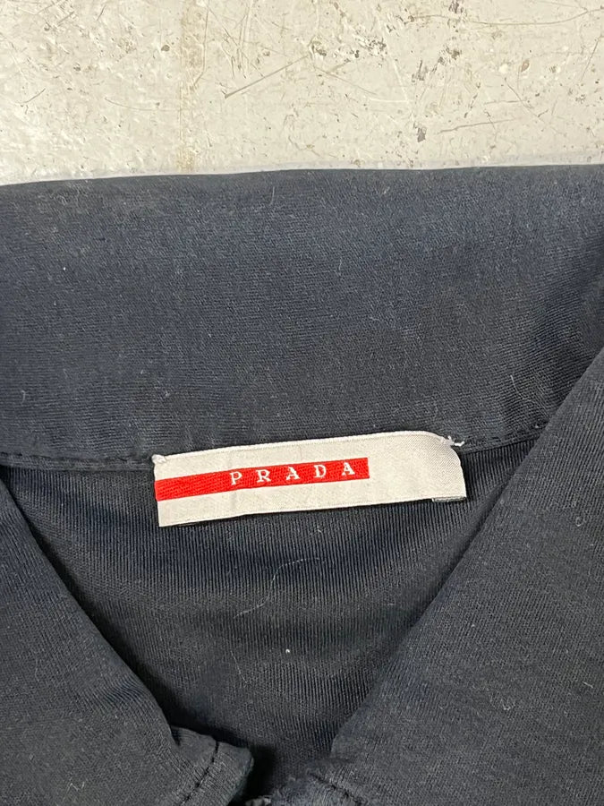 2000s Prada Black Linea Rossa Minimalist Polo Shirt UxvwtWF 6