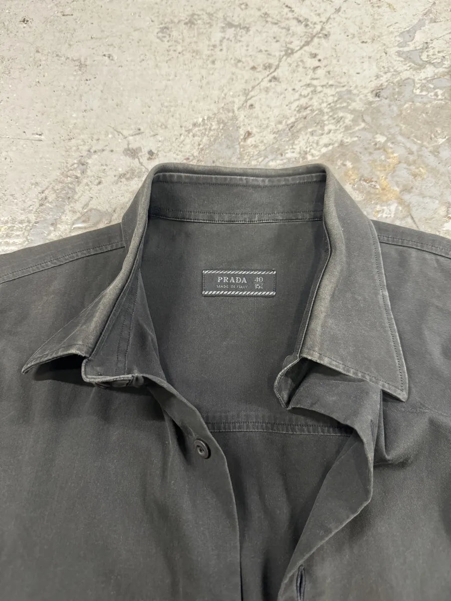 2000s Prada Black Minimalist Shirt (M) VtfcNWK 6