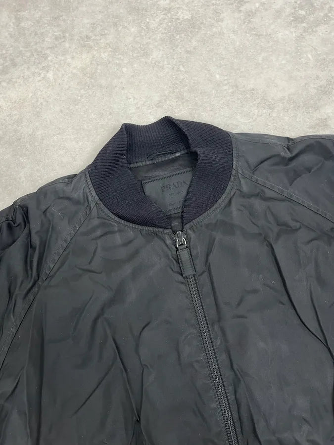2000s Prada Black Nylon Bomber Jacket EZSkBBL 4