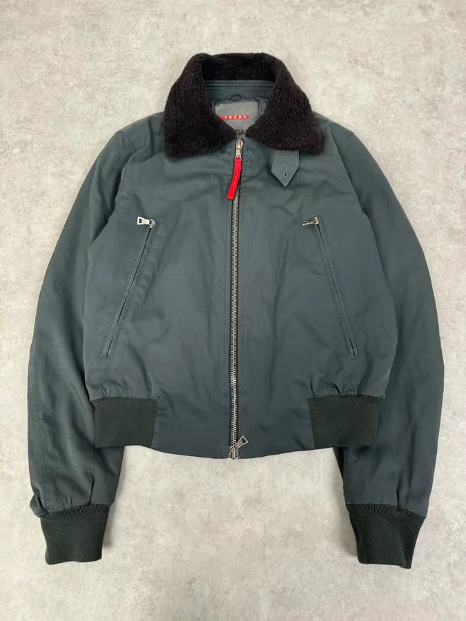 2000s Prada Black Nylon Bomber Jacket aITcQub 0