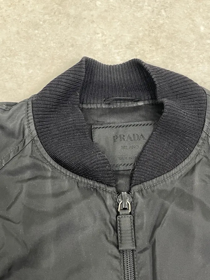 2000s Prada Black Nylon Bomber Jacket EZSkBBL 8
